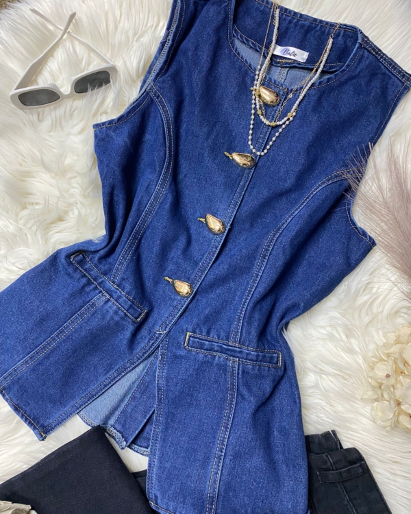 Blusa denim azul con botones